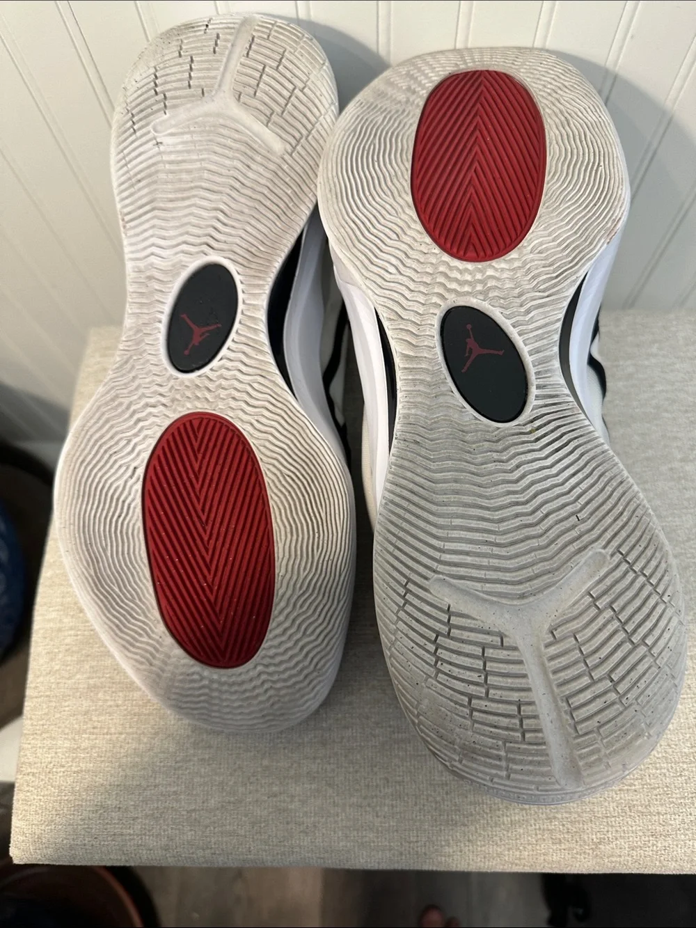 Nike Air Jordan Zoom Seperate Black and White Sneakers with Red Accents